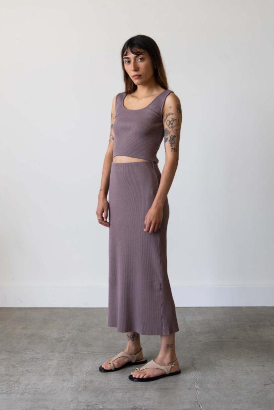  왈츠 미디 스커트 골지 니트 - WALTZ