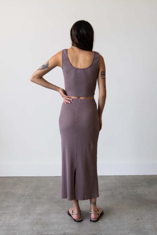  왈츠 미디 스커트 골지 니트 - WALTZ