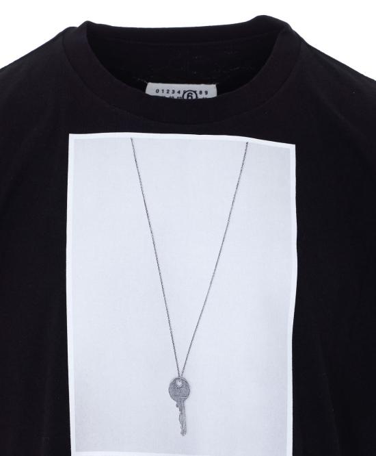  MM6 메종마르지엘라 반팔 티셔츠 Mm6 메종 마르지엘라 키 프린트 티셔츠 블랙 - MM6 MAISON MARGIELA