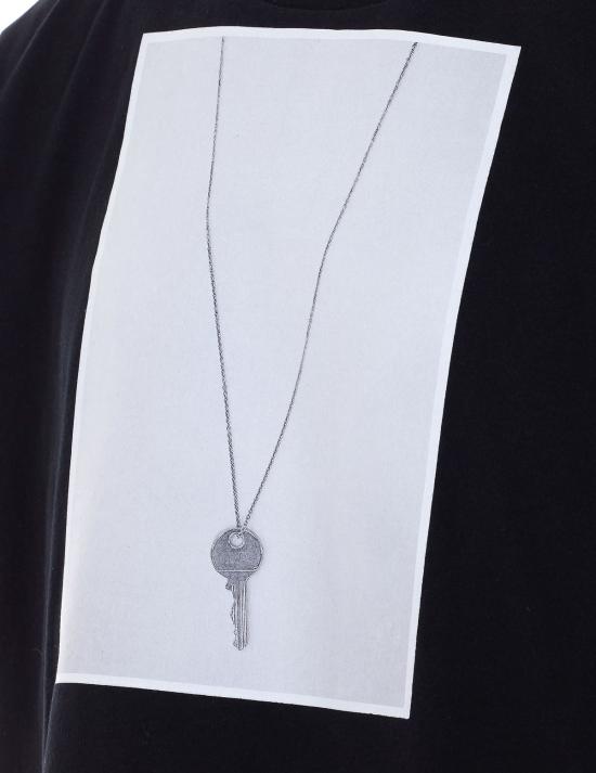  MM6 메종마르지엘라 탑 Mm6 메종 마르지엘라 키 프린트 티셔츠 블랙 - MM6 MAISON MARGIELA