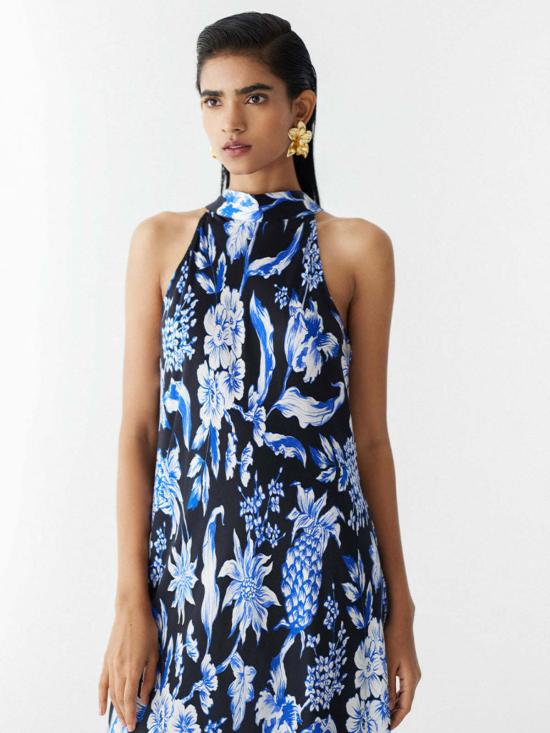  IKKIVI 롱 원피스 이키비 블랙 파인애플 홀터 드레스 블랙 - IKKIVI