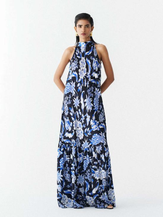  IKKIVI 롱 원피스 이키비 블랙 파인애플 홀터 드레스 블랙