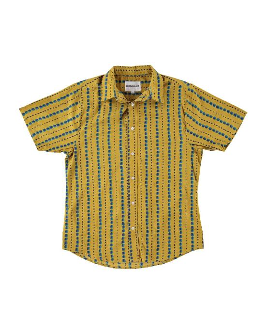  DUSHYANT. 반팔 셔츠 두샨트. 핸드 프린팅 셰릴 반팔  머스타드/틸 프린트