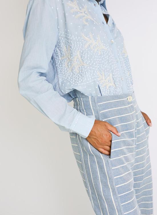  Seek Collective 스트레이트 팬츠 Haus 팬츠 아틀란틱 스트라이프 - OTHER BRANDS