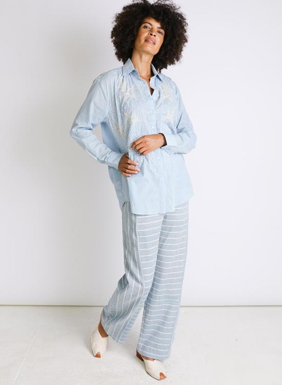  Seek Collective 스트레이트 팬츠 Haus 팬츠 아틀란틱 스트라이프 - OTHER BRANDS