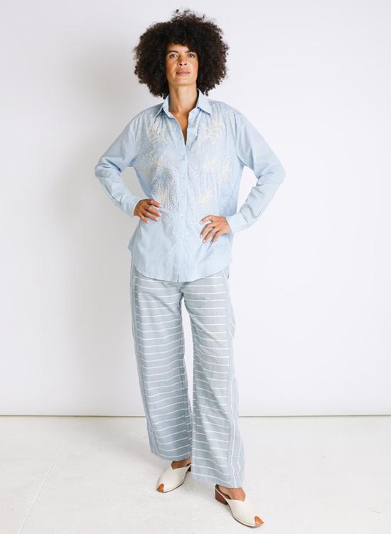  Seek Collective 스트레이트 팬츠 Haus 팬츠 아틀란틱 스트라이프 - OTHER BRANDS