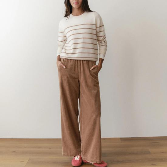  마린 레이어 스웨터 하퍼 캐시미어 크루넥  골드 스트라이프 - MARINE LAYER