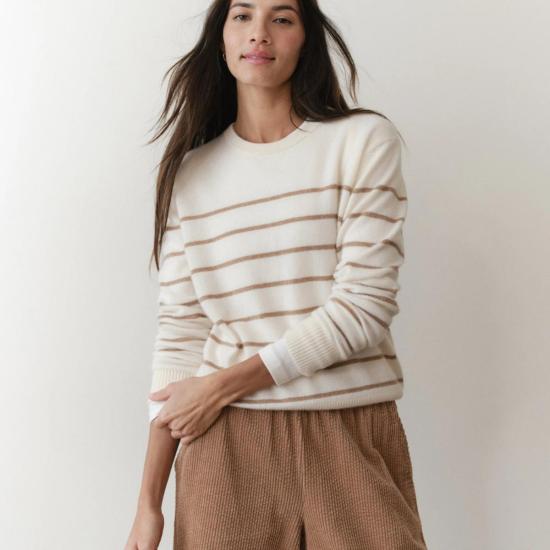  마린 레이어 스웨터 하퍼 캐시미어 크루넥  골드 스트라이프