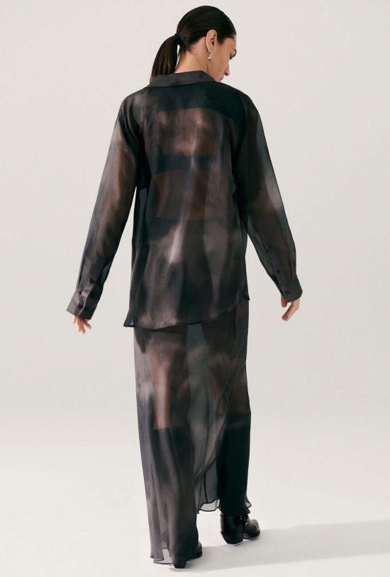  실크 런드리 롱 스커트 실크 세탁 시폰 롱 바이어스컷 스커트 스모크 - SILK LAUNDRY