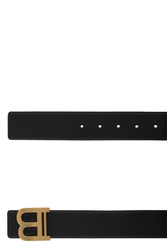  발망 레귤러 벨트 골드 버클 장식 블랙 가죽 - BALMAIN