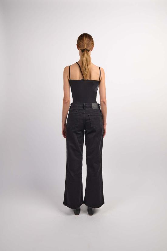  아웃랜드 데님 데님 팬츠 미아 미드 와이드 레그 진 블랙 - OUTLAND DENIM