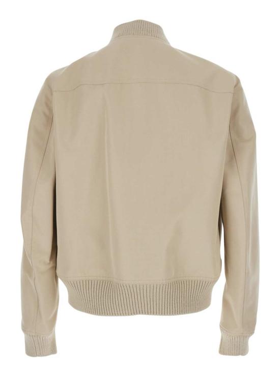  릭 오웬스 봄버 자켓 하이저 플라이트 봄버 재킷, 칼라 및 앞면 지퍼 포켓 2개, 베이지색 - RICK OWENS