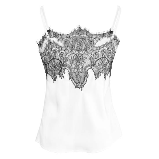  크리스텔 바라자 캐미솔 펄 블랙 코드리 레이스 실크 - KRYSTELL BARRAZA