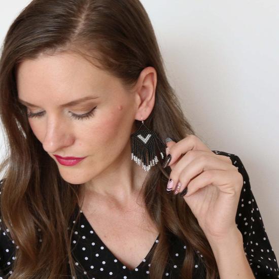  포스테리 이어링 포스터리 블랙 & 실버 귀걸이 - FOSTERIE