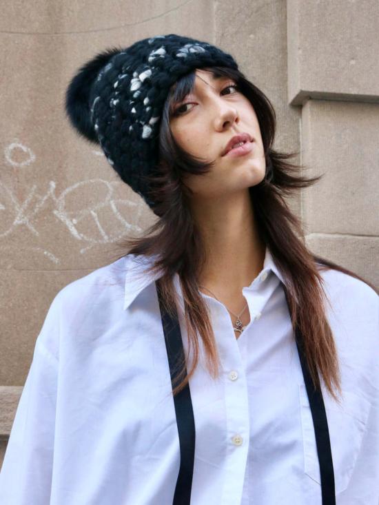  미샤램퍼트 모자 Mischa Lampert 다크 플로럴 비니 폼스터 + 블랙 Xl 폼