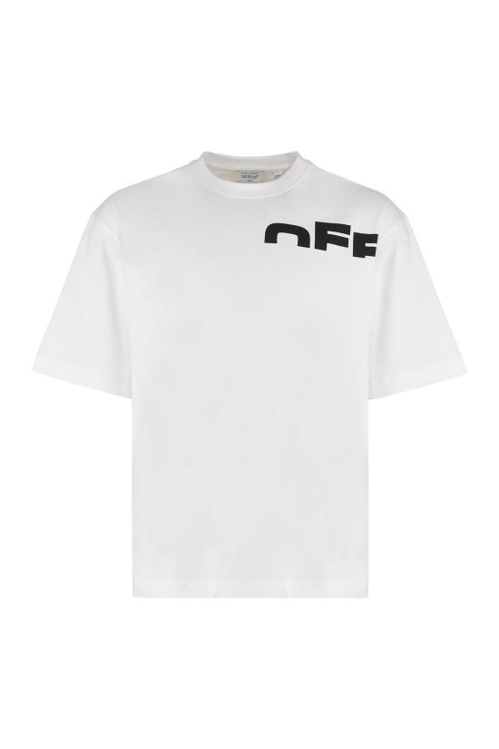  오프화이트 탑 코튼 크루넥 티셔츠 화이트