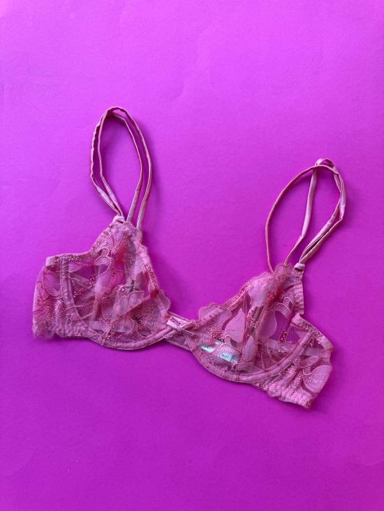  플뢰르 뒤 말 브라 Fleur Du Mal Harper 자수 데미  핑크 캐딜락 - FLEUR DU MAL