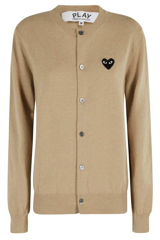  꼼데가르송 가디건 플레이 라운드넥 블랙 엠블럼  블랙