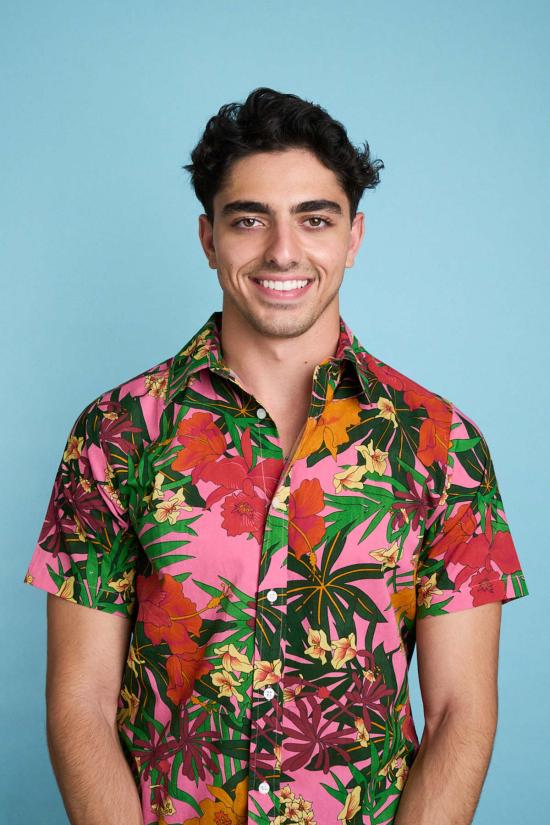  DUSHYANT. 반팔 셔츠 두샨트. 핸드 프린팅 프랫 반팔  핑크 플로럴 프린트 - OTHER BRANDS