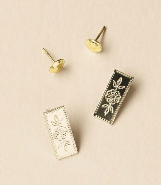  마트르 부미 이어링 하벨리 에칭  세트 실버톤 브라스 - MATR BOOMIE