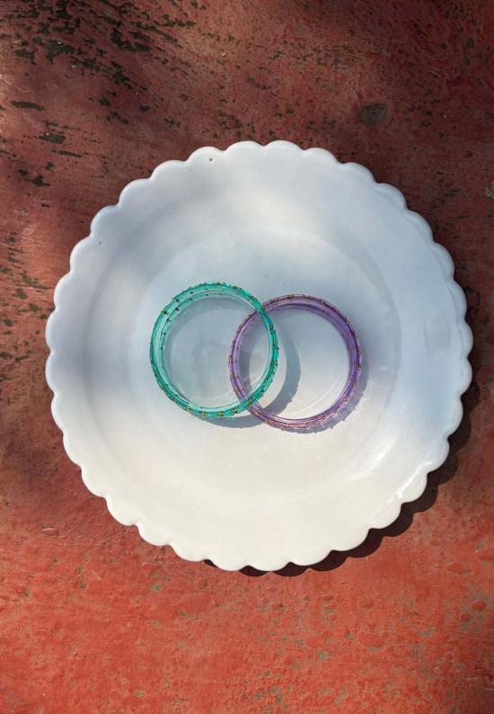  IKKIVI 커프스 링크/타이 홀더 이키비 암 캔디 뱅글 세트 씨 그린 & 라벤더