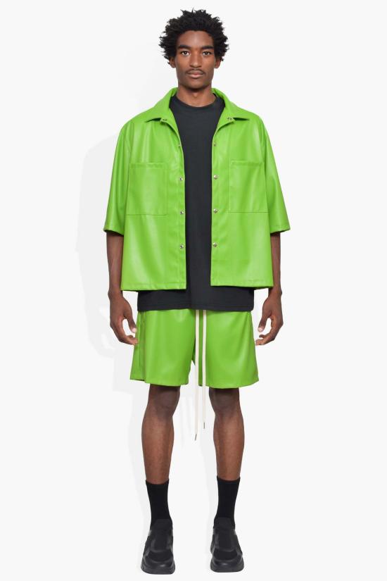  THE CELECT 반팔 셔츠 셀렉트 포지 가죽  그린 - THE CELECT