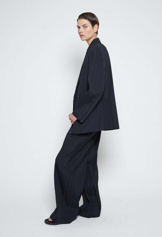  율리아 옌츠슈 수트 자켓 줄리아 젠츠쉬 요크 플리츠 코튼 블렌드 더블 브레스트 재킷 블랙 - JULIA JENTZSCH