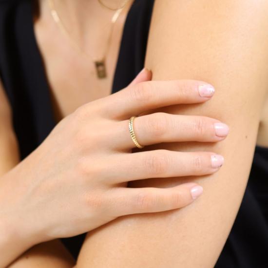  골드파이 반지 골드 피 18k 금도금 트위스트 디자인 밴드 링 - GOLDFI