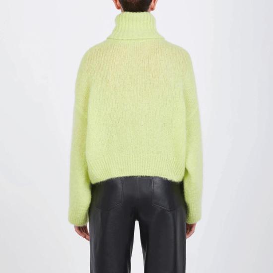  알리지 스웨터 알리시 A4032 모헤어 터틀넥 초콜릿 네로 스트라이프 - ALYSI