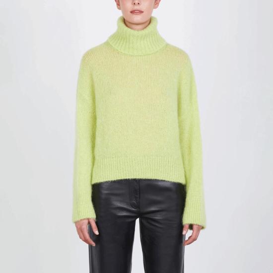  알리지 스웨터 알리시 A4032 모헤어 터틀넥 초콜릿 네로 스트라이프 - ALYSI