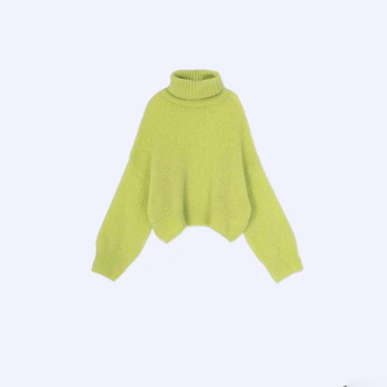  알리지 스웨터 알리시 A4032 모헤어 터틀넥 초콜릿 네로 스트라이프 - ALYSI