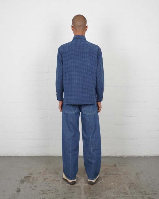  Olderbrother 셔츠 형이 물려준 남색 체크 포켓 셔츠 - OLDERBROTHER