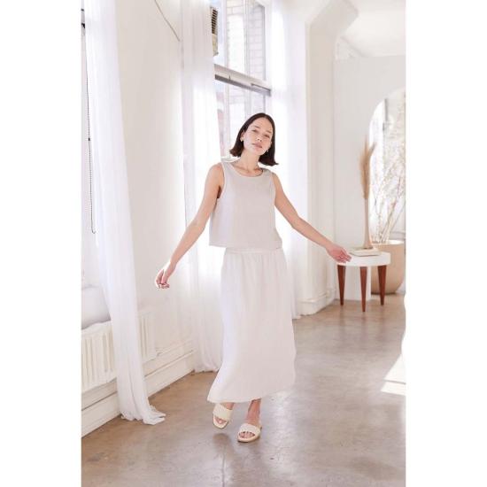  It Is Well L.A. 롱 스커트 잇이즈웰 L.A. 오가닉 거즈 슬릿 스커트 블랙 - OTHER BRANDS