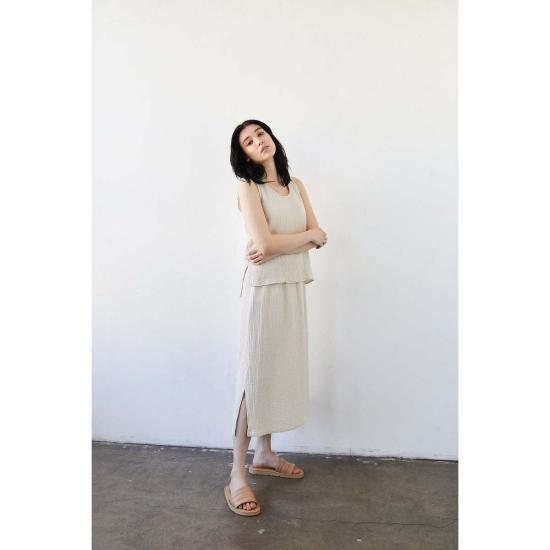  It Is Well L.A. 롱 스커트 잇이즈웰 L.A. 오가닉 거즈 슬릿 스커트 블랙 - OTHER BRANDS