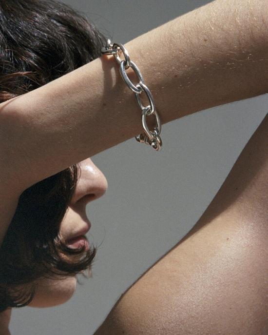  Luz Ortiz 바디 주얼리 루즈 오티츠 클래식 체인 팔찌 실버