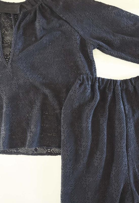  Loup Charmant 크롭 팬츠 루프 샤르망 앨리스 타운 코튼 레이스 팬츠 블랙