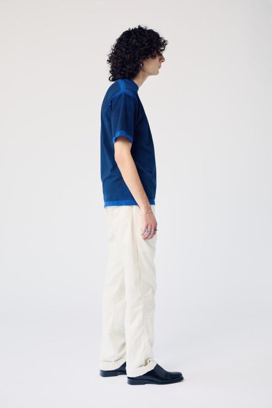  MAISON MARKOSIAN 반팔 티셔츠 메종 마르코시안 유니섹스 라임워시 티셔츠 쿨 코발트 - MAISON MARKOSIAN