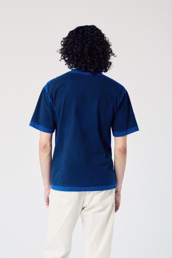  MAISON MARKOSIAN 반팔 티셔츠 메종 마르코시안 유니섹스 라임워시 티셔츠 쿨 코발트 - MAISON MARKOSIAN