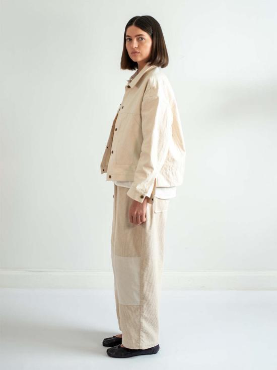  A B E L I N E 스트레이트 팬츠 벨벳 코듀로이 팬츠 아이보리 - OTHER BRANDS