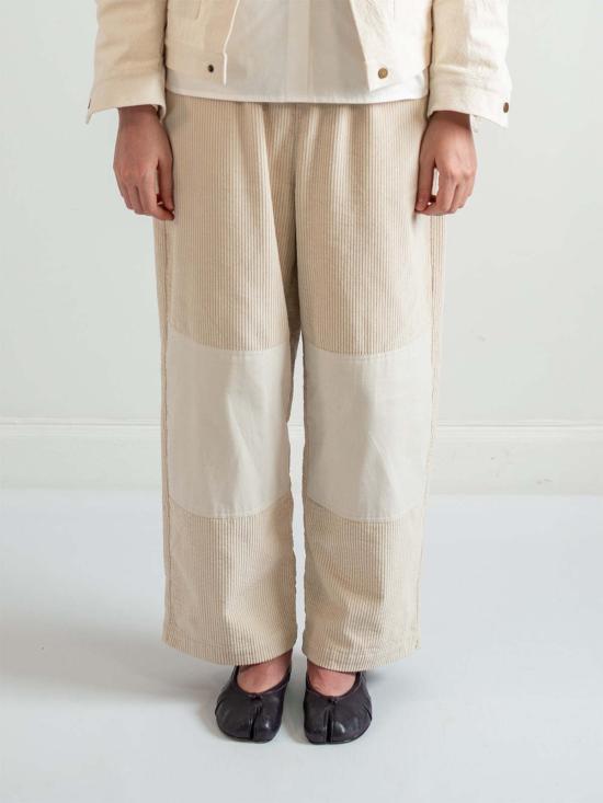  A B E L I N E 스트레이트 팬츠 벨벳 코듀로이 팬츠 아이보리