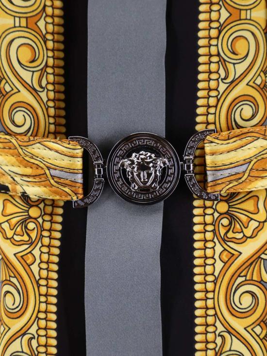  베르사체 미디 원피스 실크 셔츠/드레스 라이트 그레이+엘리펀트 그레이 - VERSACE