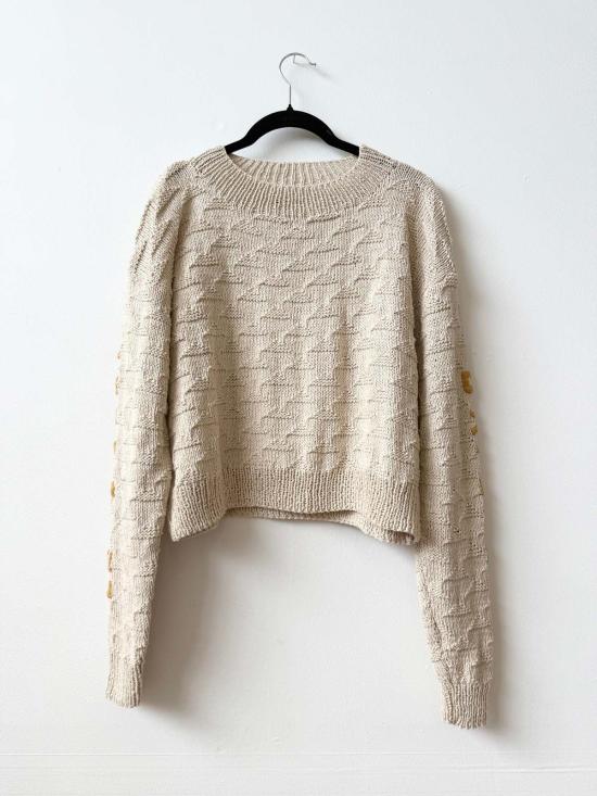  해피 프렌치 갱 스웨터 르 솔레이 브릴 핸드 니트 & 크로셰 아플리케  화이트 - HAPPY FRENCH GANG