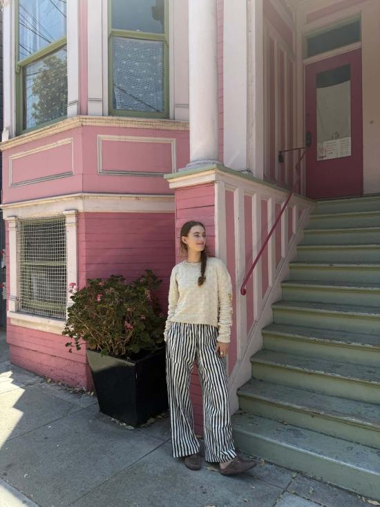  해피 프렌치 갱 스웨터 르 솔레이 브릴 핸드 니트 & 크로셰 아플리케  화이트 - HAPPY FRENCH GANG