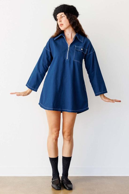  노블 숏 원피스 미니 스모크 드레스 네이비 - NOBLE