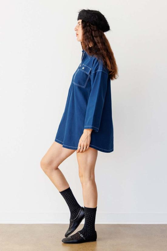  노블 숏 원피스 미니 스모크 드레스 네이비 - NOBLE