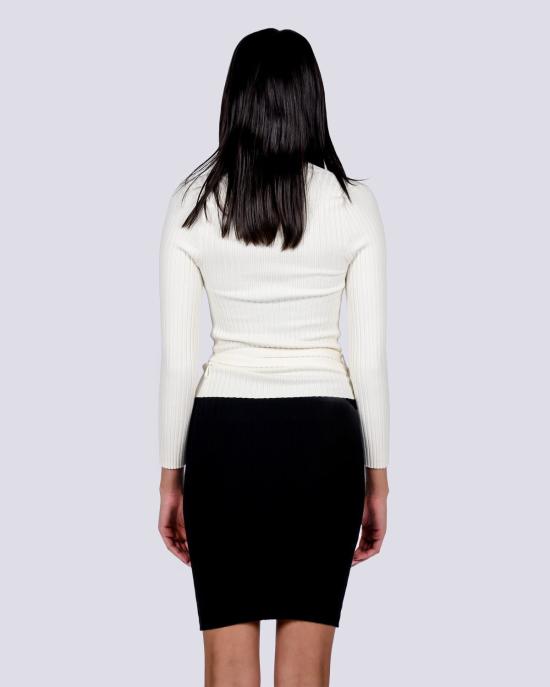  주주 가디건 지우 지우 슈렁큰 리브드 발레 랩 아이보리 - GIU GIU