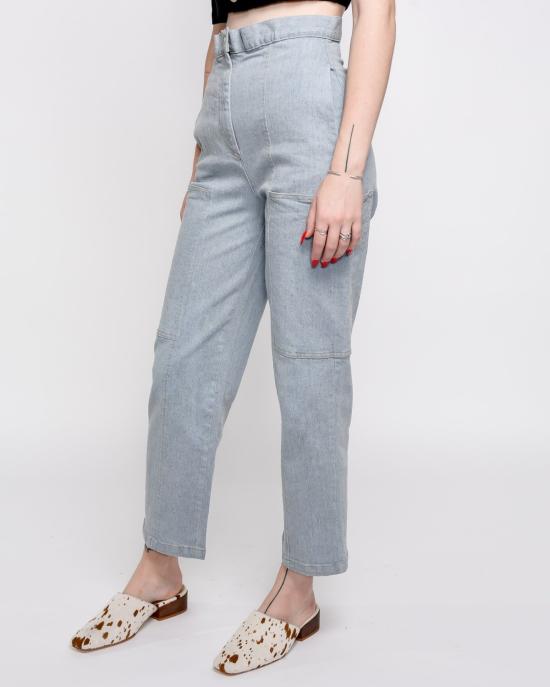  리타 데님 팬츠 로우 르네 카고 진 (재활용 데님)