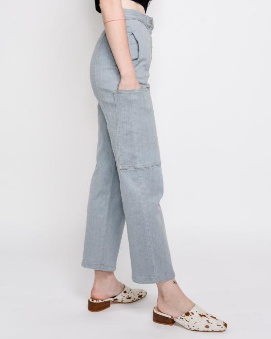  리타 데님 팬츠 로우 르네 카고 진 (재활용 데님) - RITA