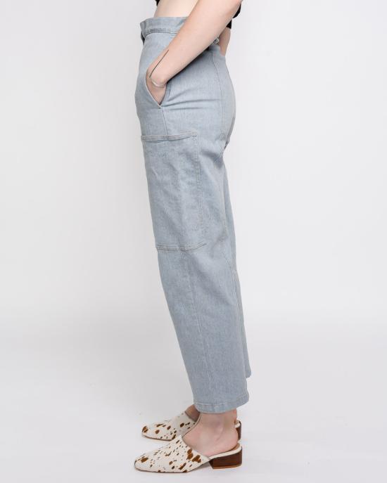  리타 데님 팬츠 로우 르네 카고 진 (재활용 데님) - RITA