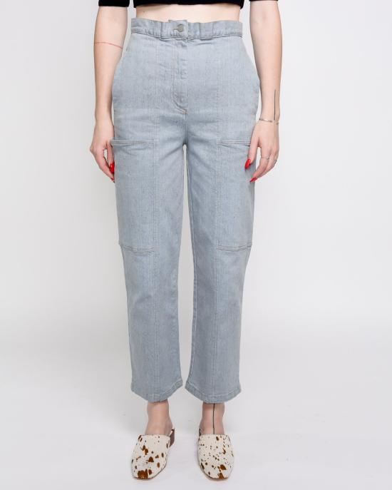  리타 데님 팬츠 로우 르네 카고 진 (재활용 데님) - RITA